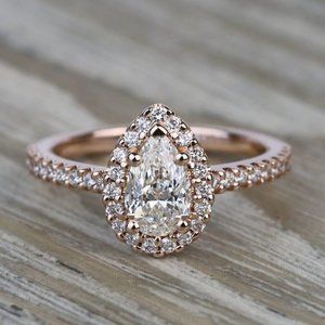 1.20 Ct Pear Cut Moissanite Engagement Ring
